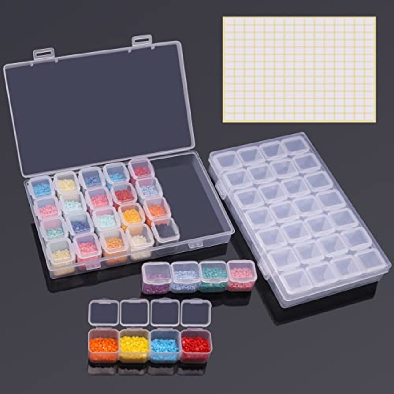 ARTDOT 28 Girds 2 Pack Diamond Painting Storage Containers Portable Bead  Storage Container for Diamond Painting Accessories